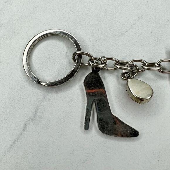 Just Fab Elite VIP Silver Tone Pink Rhinestone High Heel Shoe Keychain Keyring - Picture 6 of 7